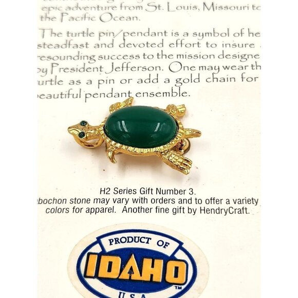 Turtle Pin/Pendant Collectable Lewis Clark Expedition Cabochon Stone H2 Series - Picture 10 of 12